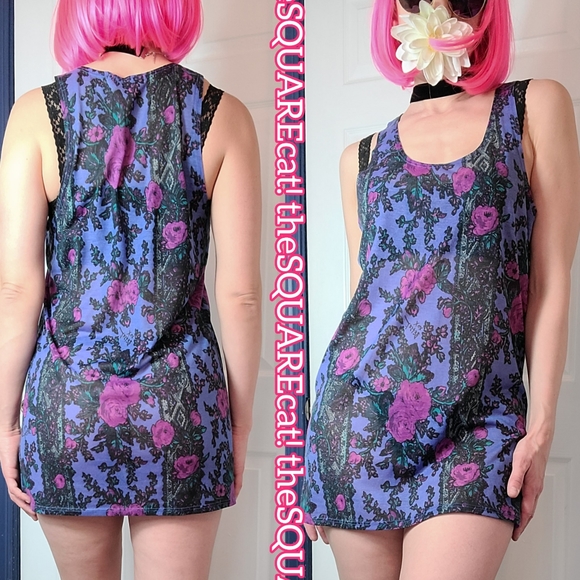 Betsey Johnson 🌌 vintage rose garden semi sheer sleeveless tunic / mini dress🌹 - Picture 2 of 7